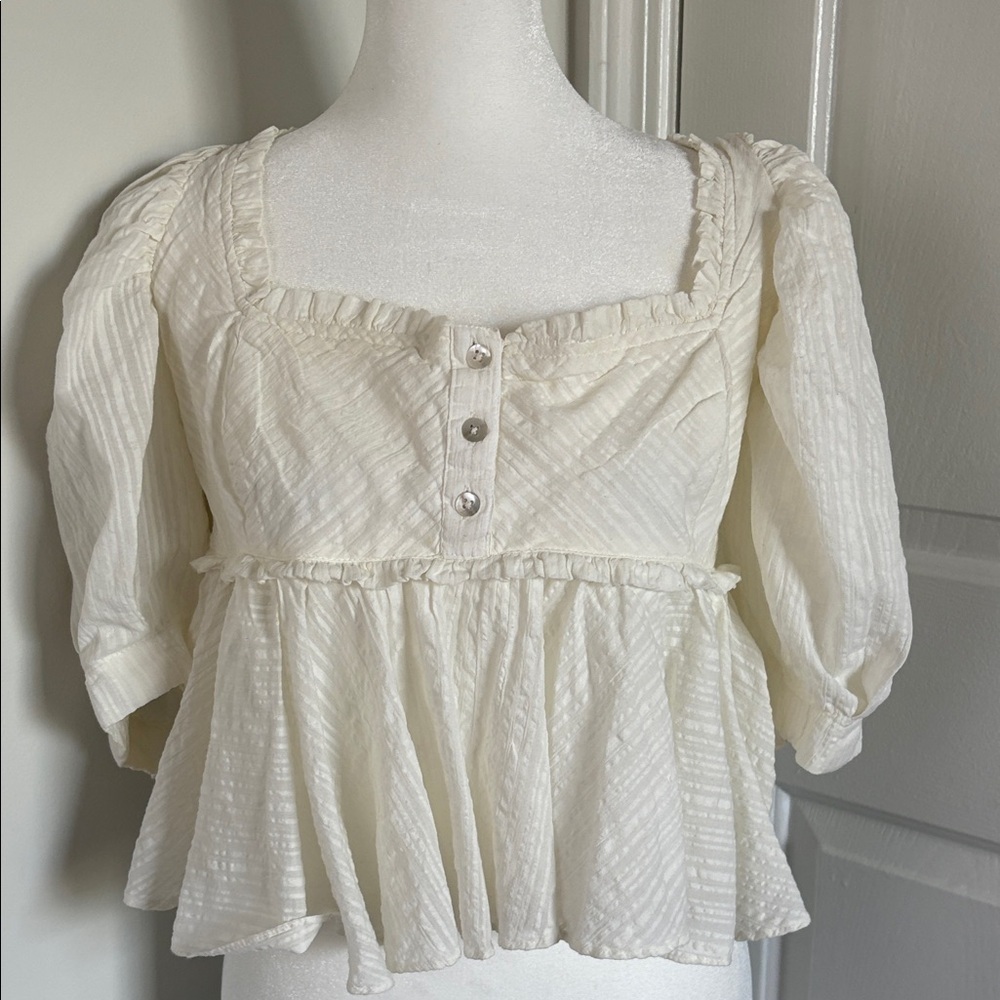 FREE. PEOPLE. Elegant White Ruffled Women's Top size XS - Picture 3 of 10